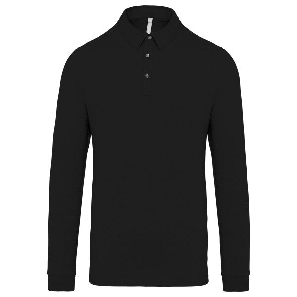 Jersey knit long sleeve polo shirt Thumbnail